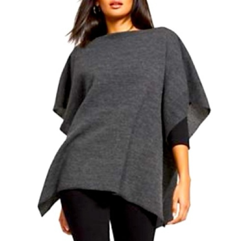 NWT- New York & Co Oversized Knit Poncho Sweater Gray (also available in beige)
